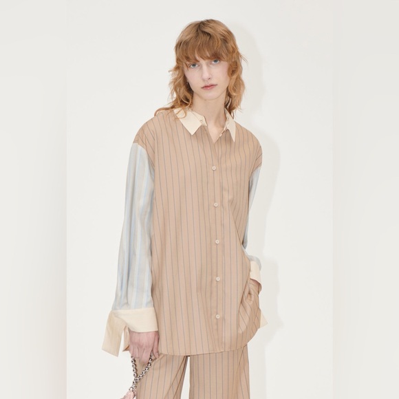 STINE GOYA Tops - Stine Goya CLASSIC OVERSIZE SHIRT - MULTI STRIPES
-Size XS, Removable Collar
